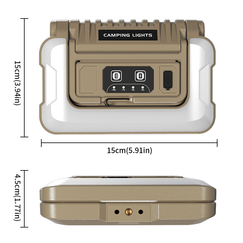 Πολυλειτουργική φορητή λαμπτήρας επιθεώρησης με LED 15W, μπαταρία 4800mAh, Type-C γρήγορη φόρτιση, περιστροφή 360°, διπλωτή για κάμπινγκ