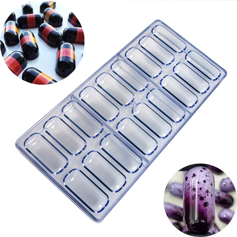NEOBAKE Kalup za čokoladu s 18 komada, plastični ovalni kalup u obliku tablete za DIY žele i puding