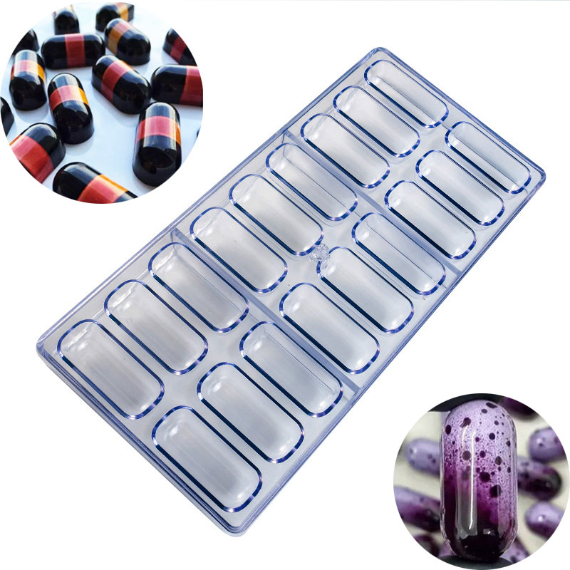 NEOBAKE Kalup za čokoladu s 18 komada, plastični ovalni kalup u obliku tablete za DIY žele i puding