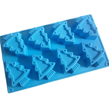 Szilikon sütemény- és szappanforma, karácsonyfa alakú, szabálytalan forma, 8 darabos készlet