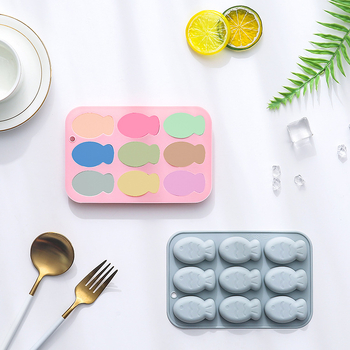 9 rekeszes hal alakú szilikon sütőforma, süteményekhez, zseléhez, pudinghoz és csokoládéhoz