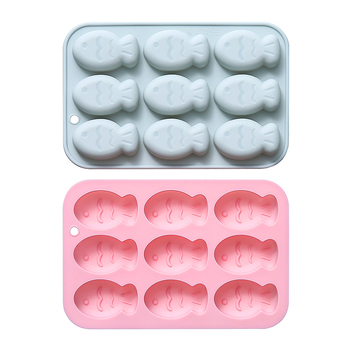 9 rekeszes hal alakú szilikon sütőforma, süteményekhez, zseléhez, pudinghoz és csokoládéhoz