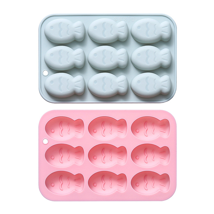 9 rekeszes hal alakú szilikon sütőforma, süteményekhez, zseléhez, pudinghoz és csokoládéhoz