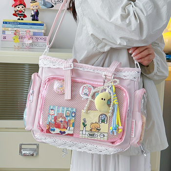 Japán stílusú átlátszó tote táska anime rendezvényekhez, aranyos baba alakú válltáska lány diáklányoknak, mindennapi crossbody
