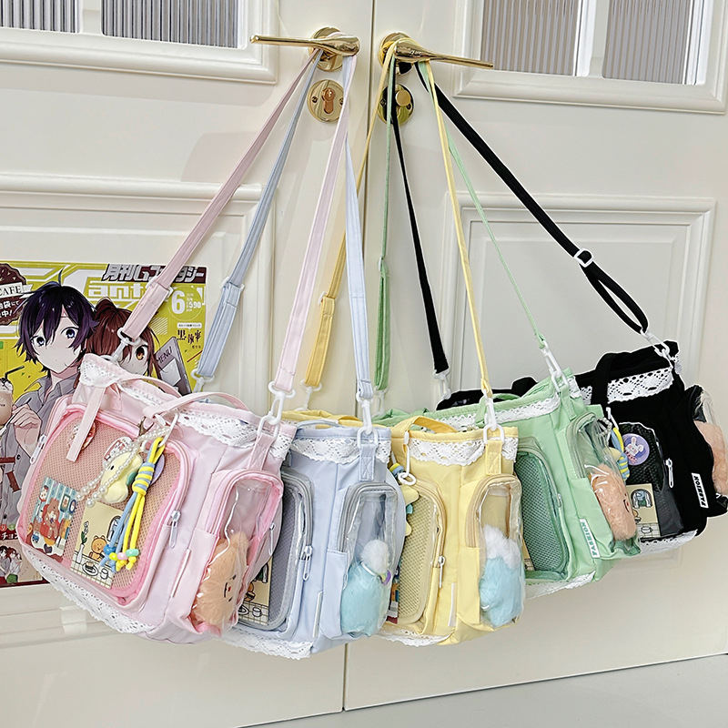 Japán stílusú átlátszó tote táska anime rendezvényekhez, aranyos baba alakú válltáska lány diáklányoknak, mindennapi crossbody