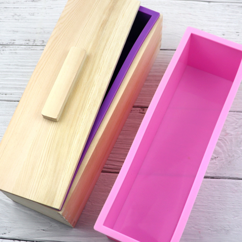 Set kalupa za sapun: pravokutna drvena kutija i 1200 ml kalup za tijesto – kreativni DIY set sapuna