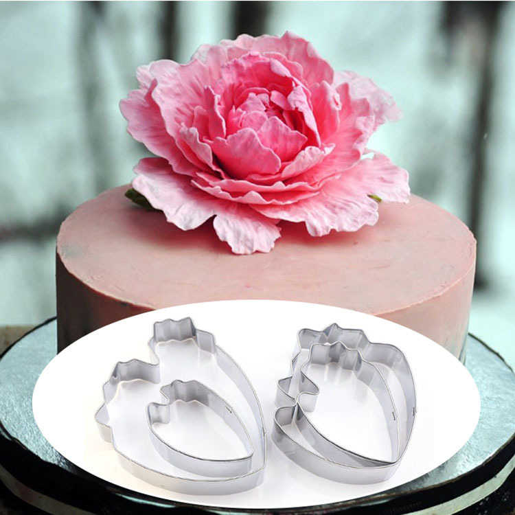 Set oblika za fondant cvijeće od nehrđajućeg čelika, oblik božura, 4-člani set, alat za šećerne cvjetove za ukrašavanje torti