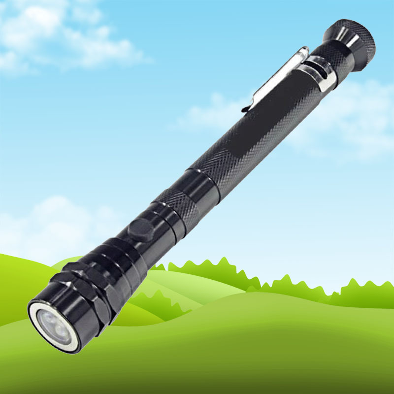 Magnetska zakrivljena teleskopska LED svjetiljka, aluminijska legura, 3 LED, napajanje baterijom, 360° rotacija