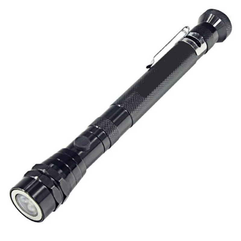 Magnetska zakrivljena teleskopska LED svjetiljka, aluminijska legura, 3 LED, napajanje baterijom, 360° rotacija