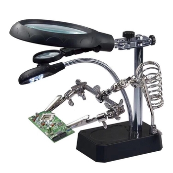 Επιτραπέζιος μεγεθυντής με διπλούς φακούς, μεγέθυνση 2,5x–7,5x, μεταλλική κατασκευή, μοντέλο 800