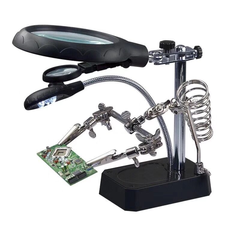 Επιτραπέζιος μεγεθυντής με διπλούς φακούς, μεγέθυνση 2,5x–7,5x, μεταλλική κατασκευή, μοντέλο 800