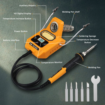 Stație de lipit reîncărcabilă, fără fir, cu clips de asistență pentru lipit și suport de reparații, 20V, 410 g