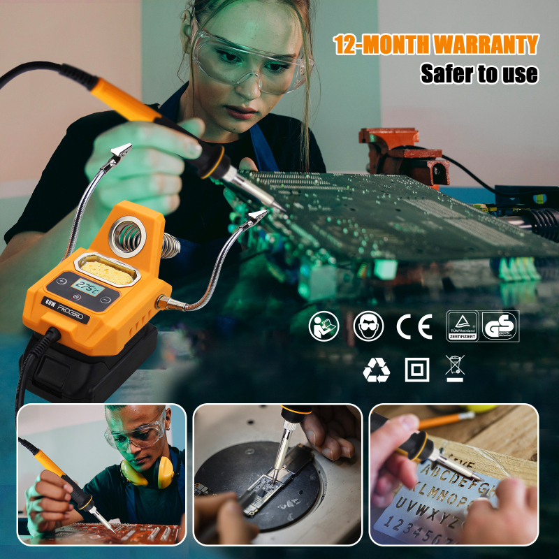 Stație de lipit reîncărcabilă, fără fir, cu clips de asistență pentru lipit și suport de reparații, 20V, 410 g