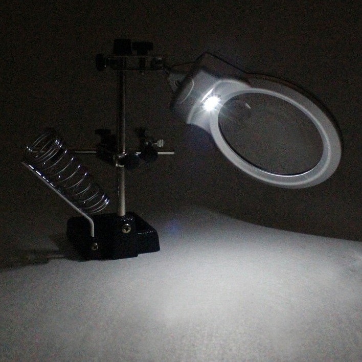 Lupa LED cu suport tip clips, pliabil, clemă auxiliară pentru lipit, aparat cu trei mâini