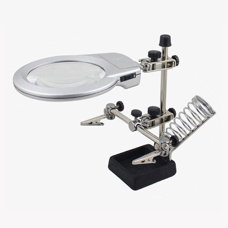 Lupa LED cu suport tip clips, pliabil, clemă auxiliară pentru lipit, aparat cu trei mâini