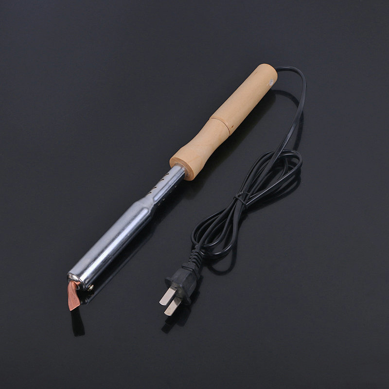 Elektrické spájacie pero s vonkajším vykurovaním, zahnutý plochý hrot, drevená rukoväť, 75W/150W, 220V na zváranie