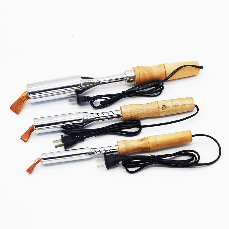 Elektrické spájacie pero s vonkajším vykurovaním, zahnutý plochý hrot, drevená rukoväť, 75W/150W, 220V na zváranie