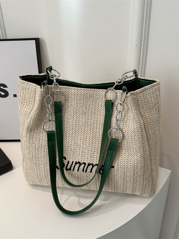 Taška Tote – Štýl: Mestská jednoduchosť; Materiál: Slama; Model: Tote; Otvorenie: Zips; Podšívka: Polyester-bavlna