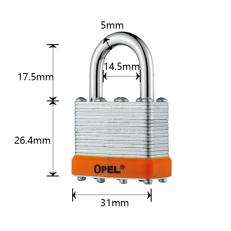 OPEL kućni lokot s željeznim tijelom i bakrenim cilindrom, model QC, otporan na prašinu, za skladišta, ormariće, prtljagu i gradilišta