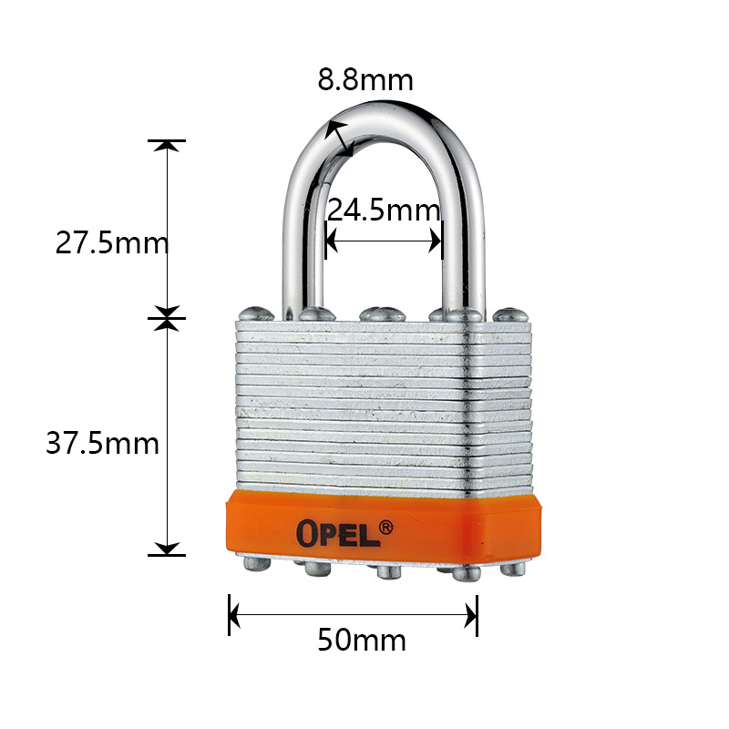 OPEL kućni lokot s željeznim tijelom i bakrenim cilindrom, model QC, otporan na prašinu, za skladišta, ormariće, prtljagu i gradilišta