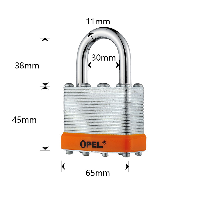 OPEL kućni lokot s željeznim tijelom i bakrenim cilindrom, model QC, otporan na prašinu, za skladišta, ormariće, prtljagu i gradilišta