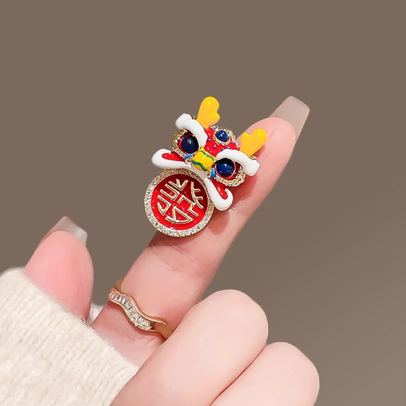 Broš: Sretan lav, kineski vjetar stil, cinkov spoj, premaz kapljama ulja, unisex dekorativni pin