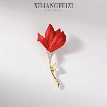 Bakrena broš ruža sa cirkonom – ženski dodatak za odjeću, brend Xiliang Concubine, cvjetni dizajn