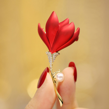 Bakrena broš ruža sa cirkonom – ženski dodatak za odjeću, brend Xiliang Concubine, cvjetni dizajn