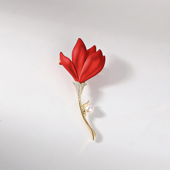 Bakrena broš ruža sa cirkonom – ženski dodatak za odjeću, brend Xiliang Concubine, cvjetni dizajn
