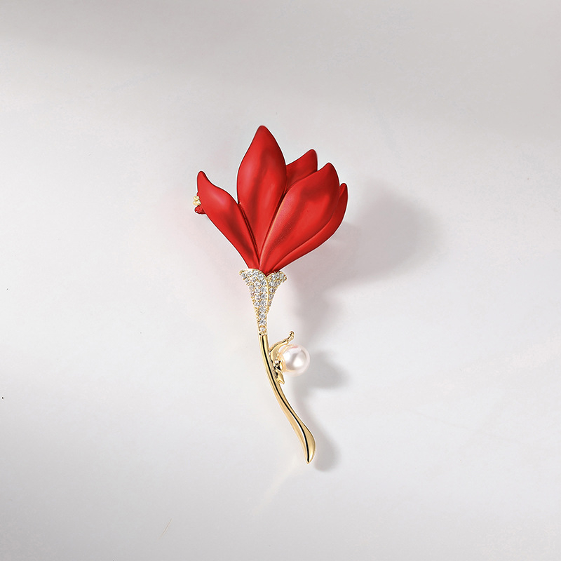 Bakrena broš ruža sa cirkonom – ženski dodatak za odjeću, brend Xiliang Concubine, cvjetni dizajn