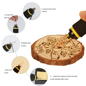 Slightly hőmérséklet-szabályozható pyrográfia gép eszközkészlettel tökfa deszkákhoz — elektromos melegítő toll