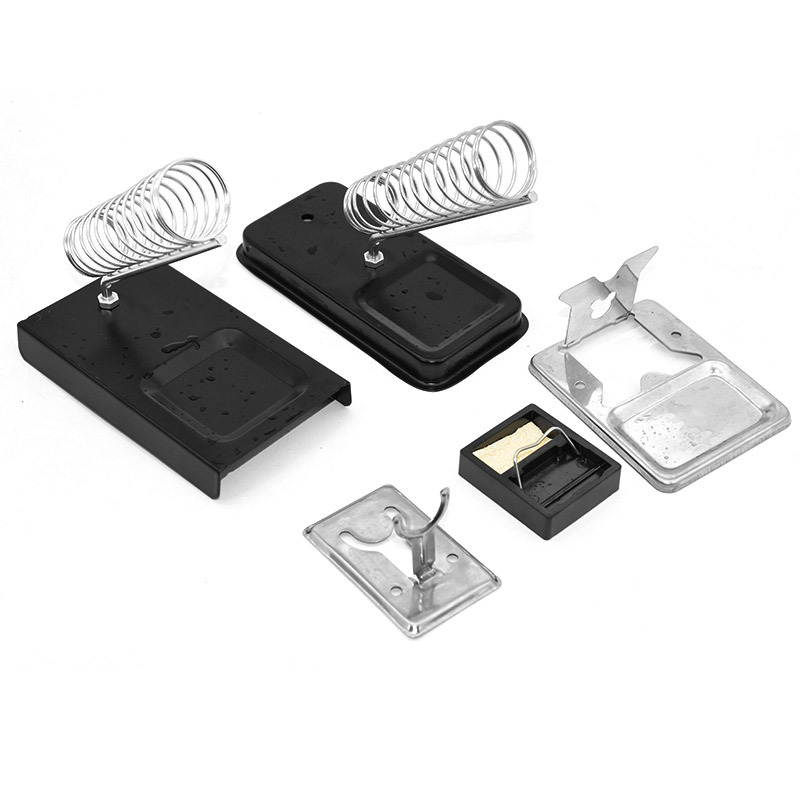 Stalak za lemilicu od nehrđajućeg čelika s nosačima tipa Y i tipa A; unutarnji žljeb 8–20 mm; dubina žljeba 5 mm; pogodno za električne lemilice.