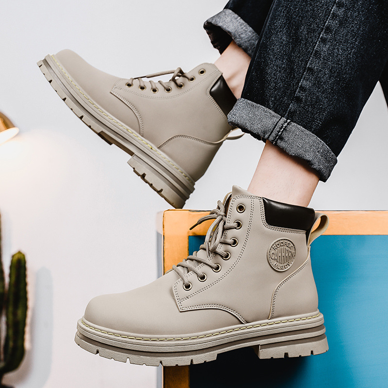 Мартин ботуши с флис подплата за мъже, PU горна част, замшено покритие, гумирана подметка, дишаща мрежеста подплата