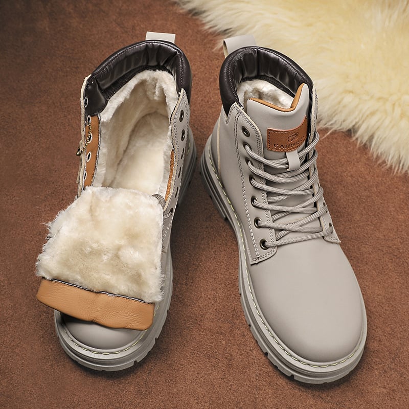 Мартин ботуши с флис подплата за мъже, PU горна част, замшено покритие, гумирана подметка, дишаща мрежеста подплата