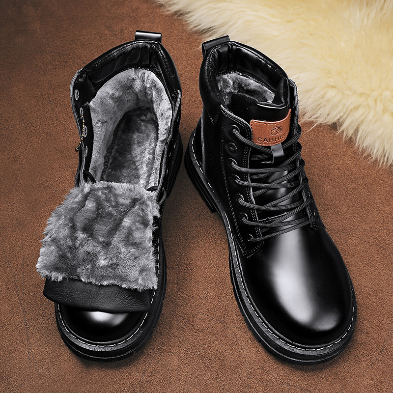 Мартин ботуши с флис подплата за мъже, PU горна част, замшено покритие, гумирана подметка, дишаща мрежеста подплата