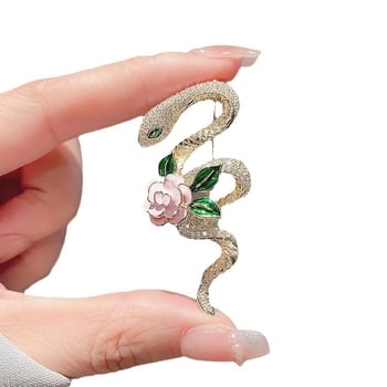 Broš s cvjetnim dizajnom zmije, legura, potpuno dijamantni motiv, nadahnut zviježđem zodijaka, završetak kapljica ulja