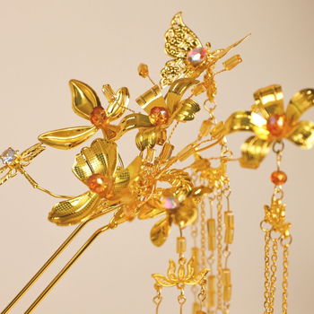 Vjenčana ukosnica za kosu s resicama, kineskog stila, motiv zmaja i feniksa, na skladištu, ljetno izdanje 2021