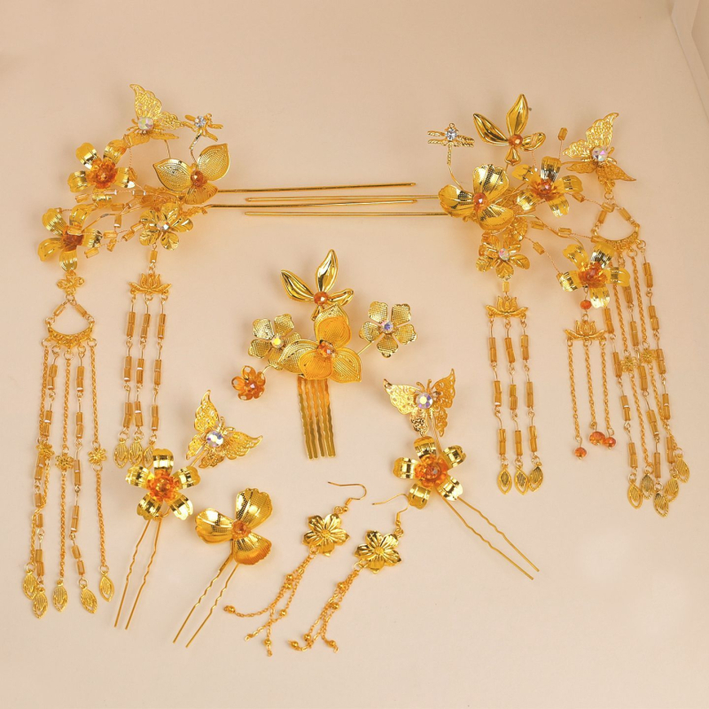 Vjenčana ukosnica za kosu s resicama, kineskog stila, motiv zmaja i feniksa, na skladištu, ljetno izdanje 2021