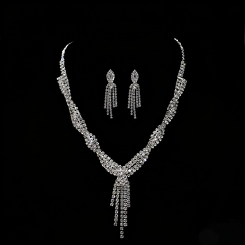 Set ogrlice i naušnica s kandžastim lancem i rhinestones, legura, elektroplatina, višeslojni