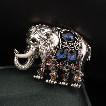 Broš - Vintage slon, legura, dijamantno završno premaz, unisex