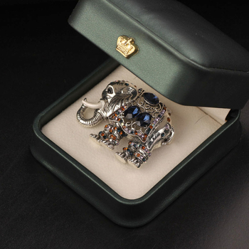 Broš - Vintage slon, legura, dijamantno završno premaz, unisex