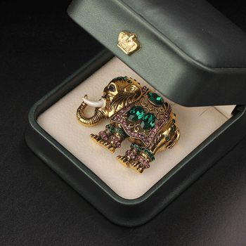 Broš - Vintage slon, legura, dijamantno završno premaz, unisex