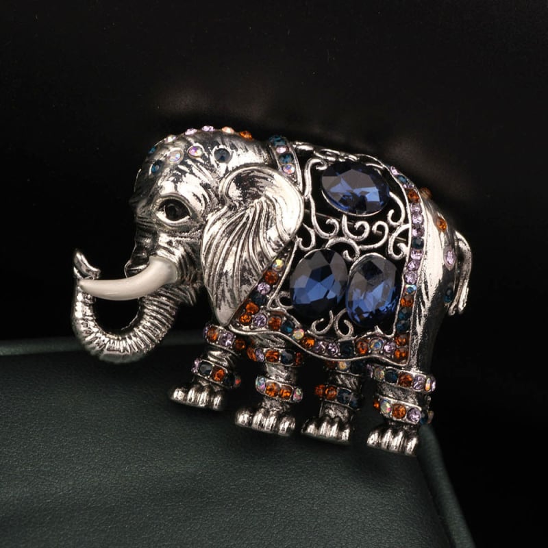 Broš - Vintage slon, legura, dijamantno završno premaz, unisex