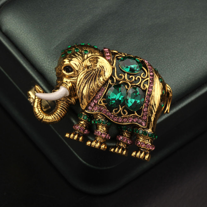 Broš - Vintage slon, legura, dijamantno završno premaz, unisex