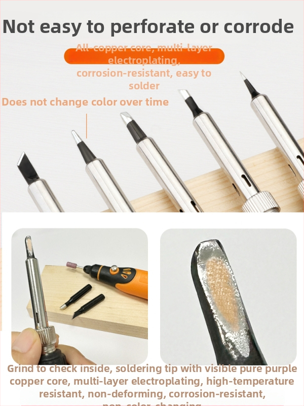 Elektriskais lodāmurs mājsaimniecības lietošanai – profesionālais komplekts ar maināmiem galiem un hromētu galvu