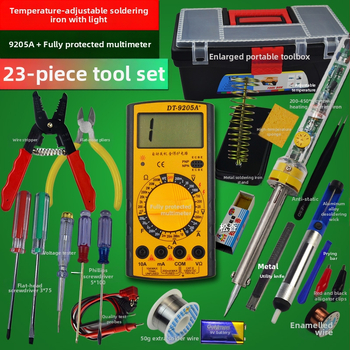 23 dalių rinkinys: multimetras ir reguliuojamoji temperatūra litavimo įrankis namų elektronikos remontui