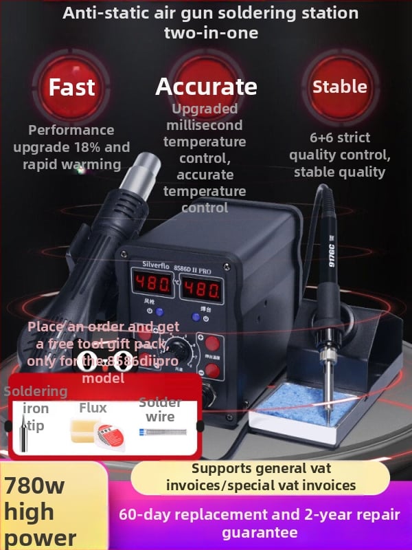 Dve į vieną karšto oro remonto stotis 8586D – didelė galia, pastovi temperatūra