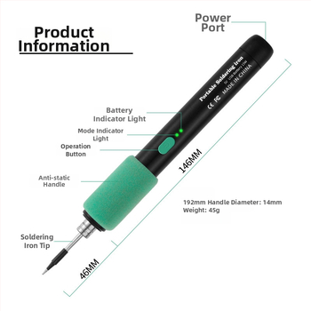 USB Nešiojamas litavimo įrankis – 5V, 15W, USB Maitinimas, Namų naudojimui, Plastinių lipdukų rinkinys