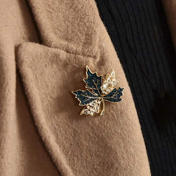 Metalna broš s oblikom lišća, dijamantna obrada, Name Ba, za žene