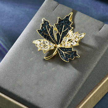 Metalna broš s oblikom lišća, dijamantna obrada, Name Ba, za žene